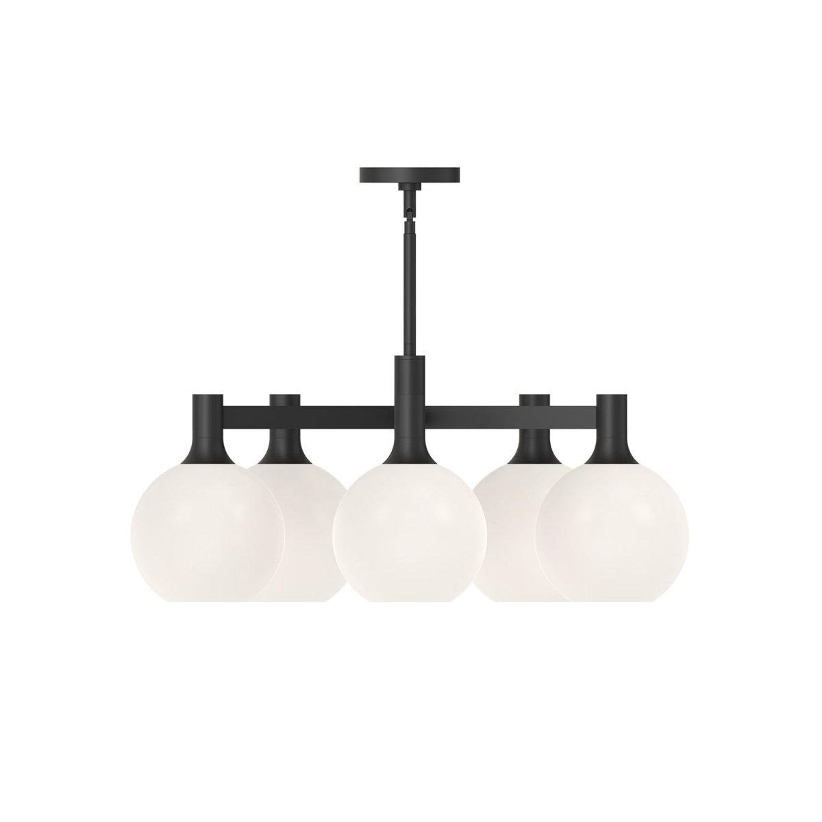 Chandelier Castilla - Noir mat / Verre opal mat 5 by Alora Lighting | Luminaires & cie