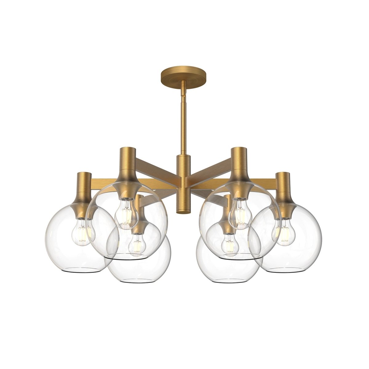 Chandelier Castilla - Or vieilli / Verre transparent 6 by Alora Lighting | Luminaires & cie