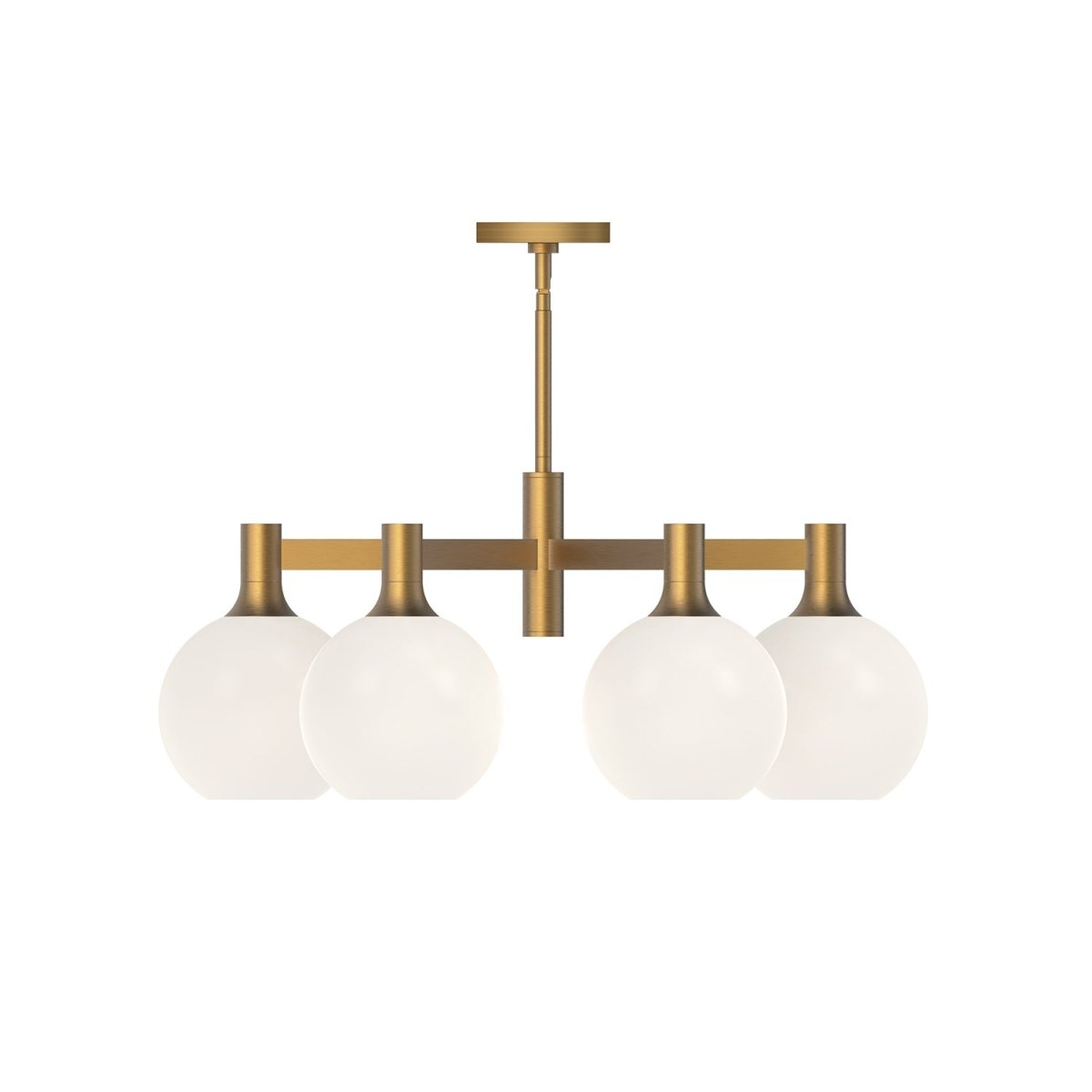 Chandelier Castilla - Or vieilli / Verre opale mat 6 by Alora Lighting | Luminaires & cie