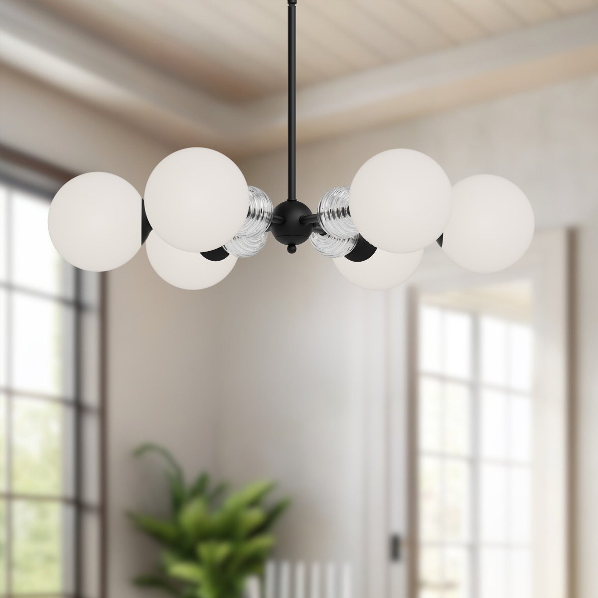 Chandelier Celia - Verre noir / opale mat 4 1/2" by Alora Lighting | Luminaires & cie