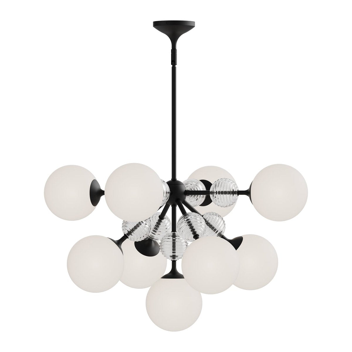 Chandelier Celia - Verre noir / opale mat 16 5/8" by Alora Lighting | Luminaires & cie