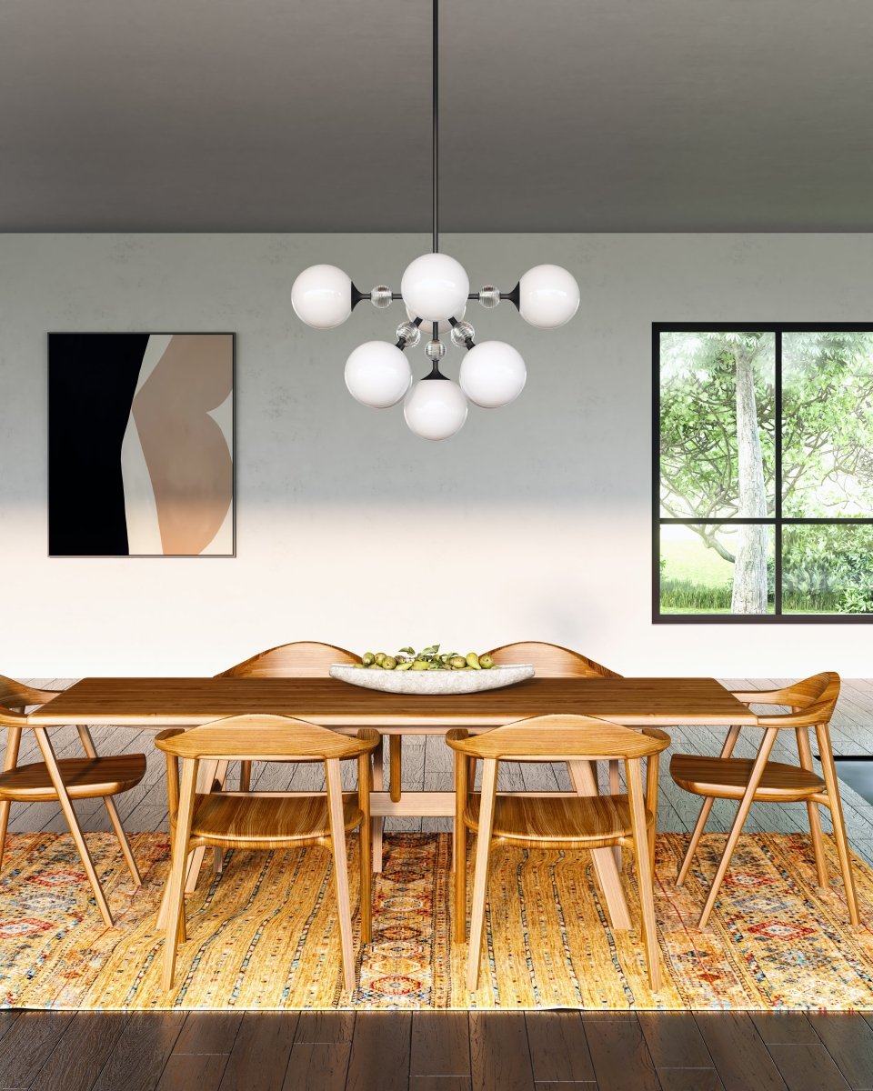 Chandelier Celia - Verre noir / opale mat 16 5/8" by Alora Lighting | Luminaires & cie