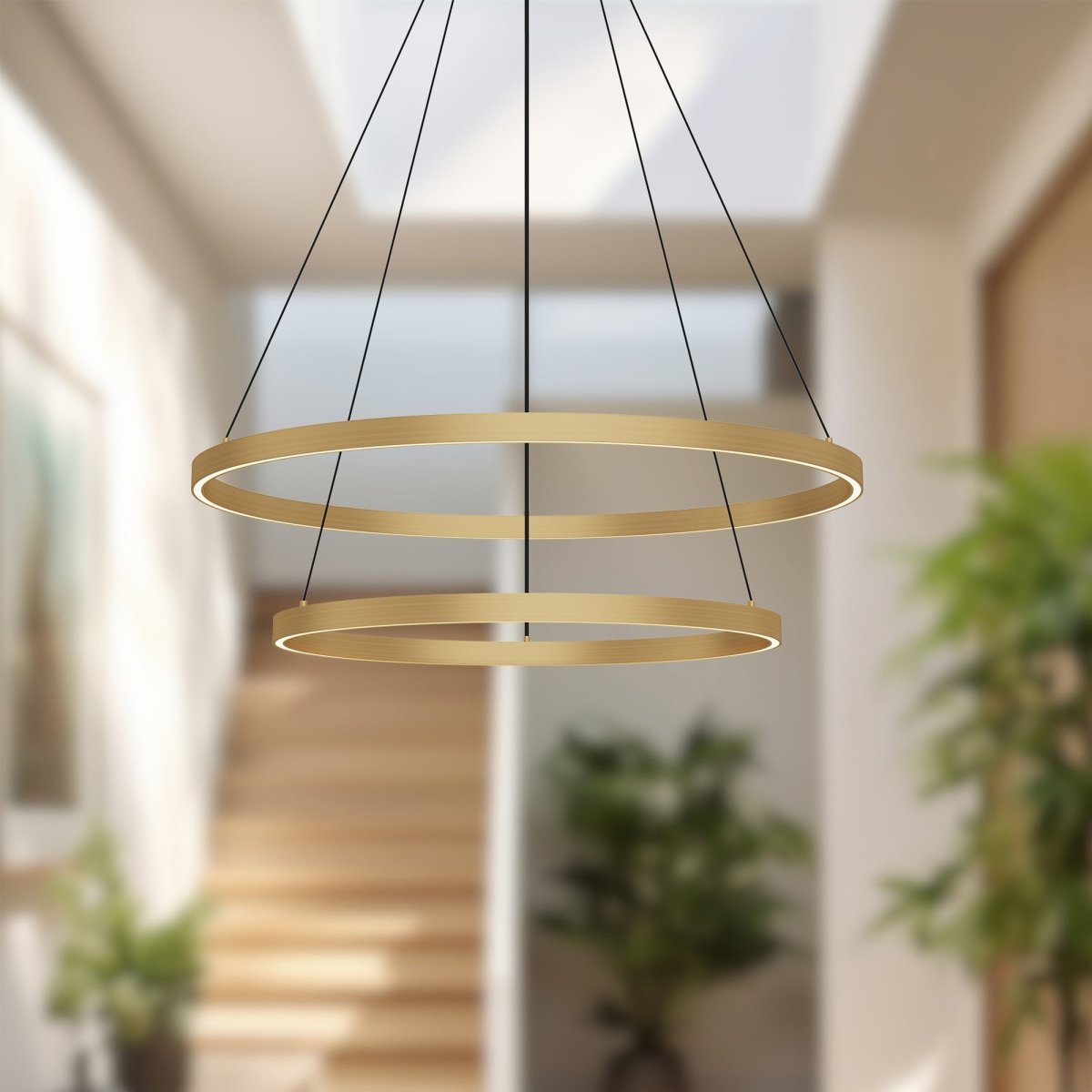 Chandelier Cerchio - Or brossé 31 1/2" 2 - étages / Éclairage vers le bas by Kuzco Lighting | Luminaires & cie
