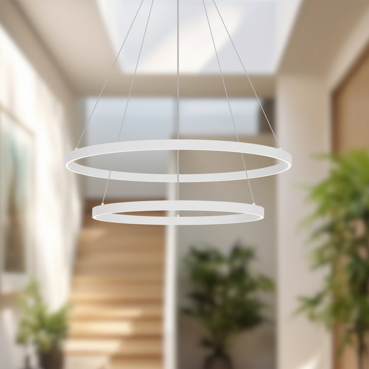 Chandelier Cerchio - Blanc 31 1/2" 2 - étages / Éclairage vers le bas by Kuzco Lighting | Luminaires & cie