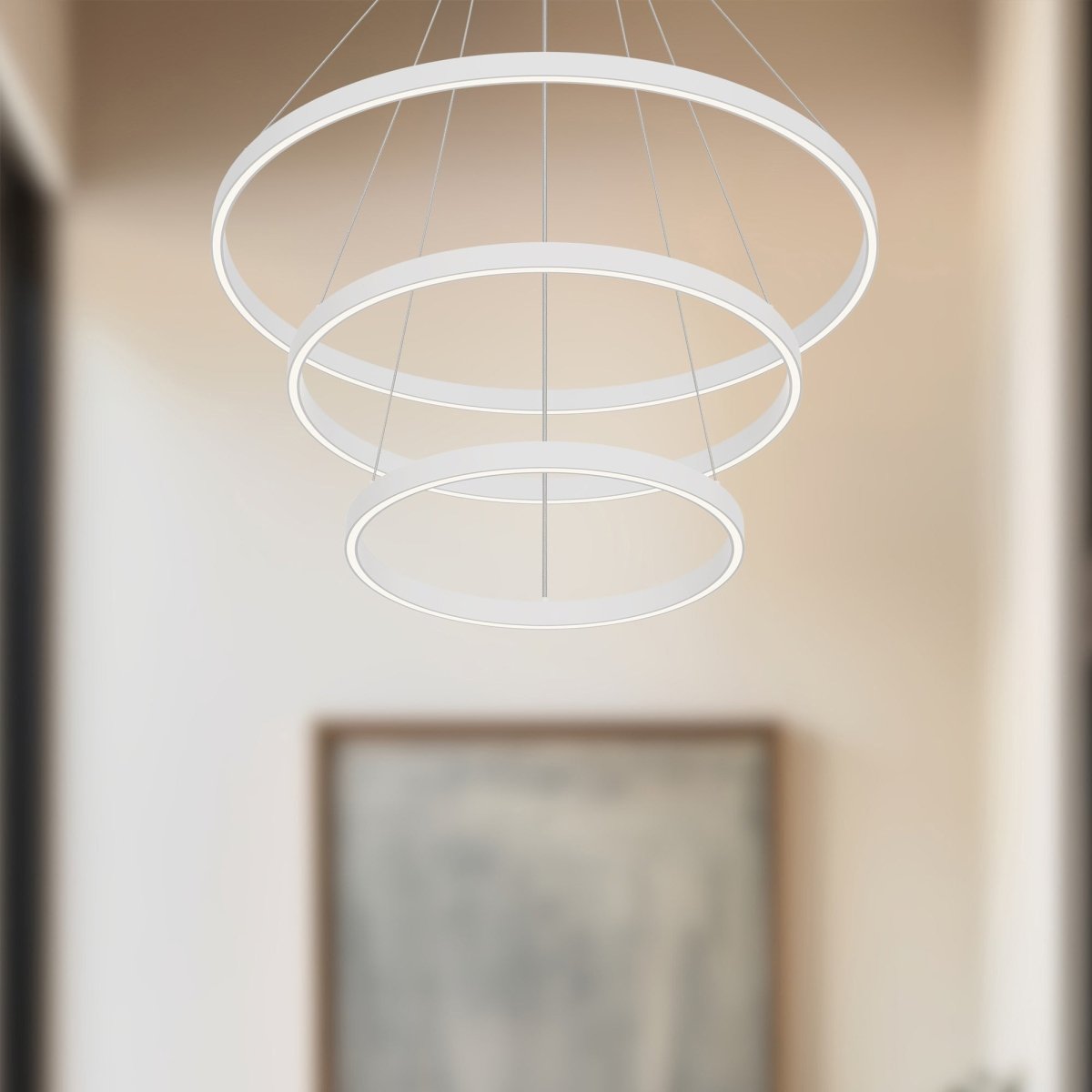 Chandelier Cerchio - Blanc 31 1/2" 3 - étages / Éclairage vers le bas by Kuzco Lighting | Luminaires & cie