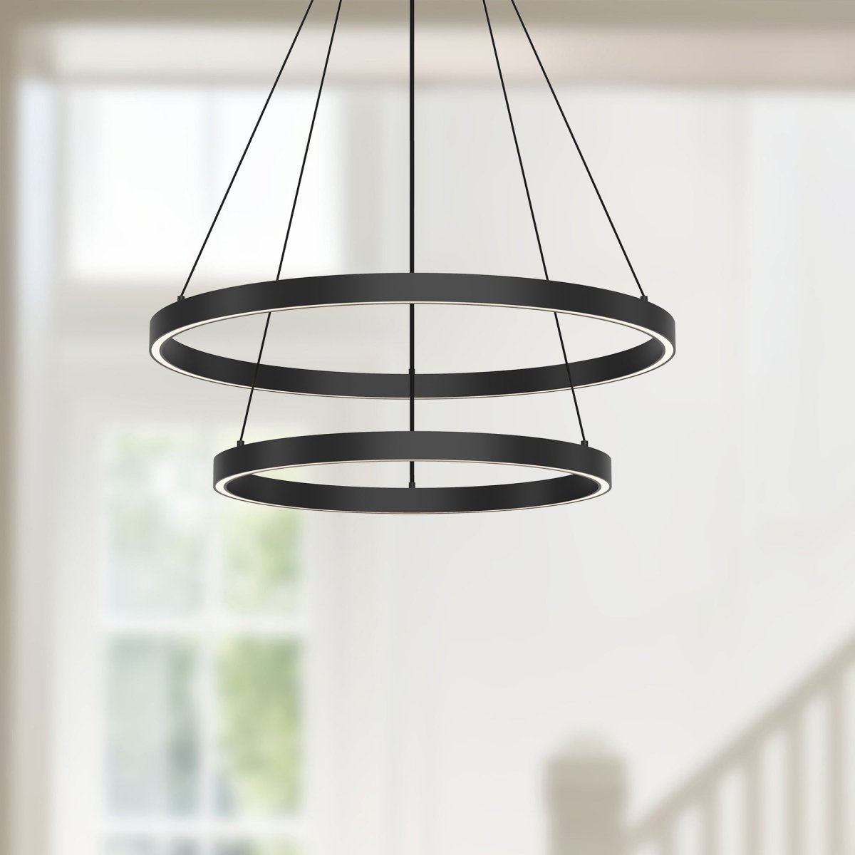 Chandelier Cerchio - Noir 23 5/8" 2 - étages / Éclairage haut + bas by Kuzco Lighting | Luminaires & cie