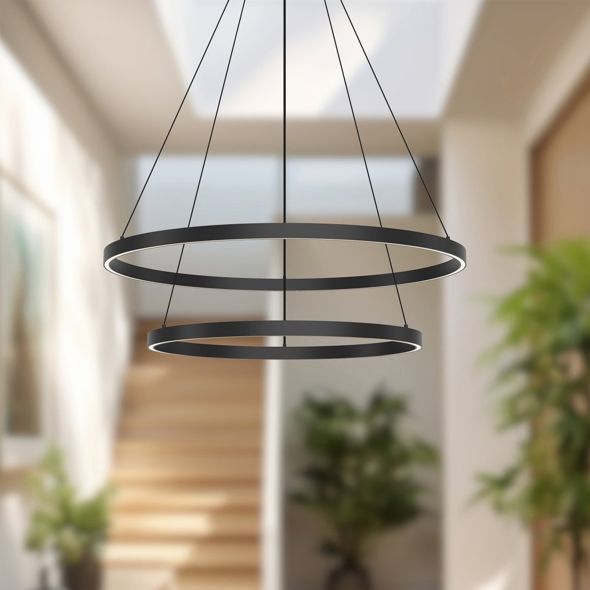 Chandelier Cerchio - Noir 31 1/2" 2 - étages / Éclairage haut + bas by Kuzco Lighting | Luminaires & cie
