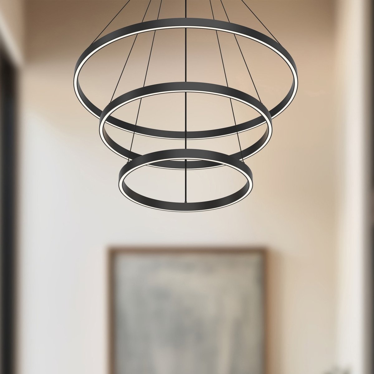 Chandelier Cerchio - Noir 31 1/2" 3 - étages / Éclairage haut + bas by Kuzco Lighting | Luminaires & cie
