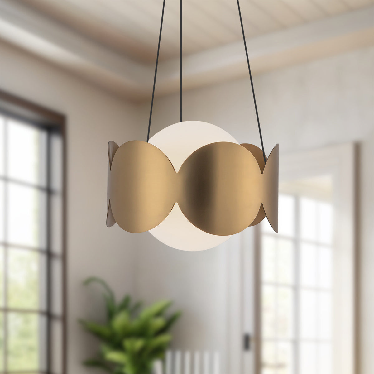 Suspension Ciel Or brossé/Verre opale – vue 5