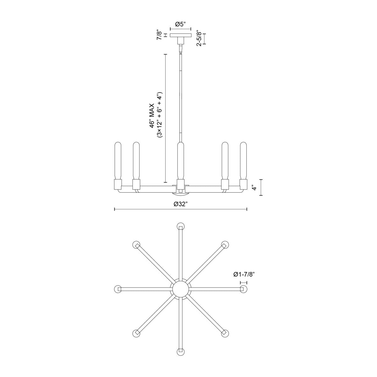 Chandelier Claire - Or vieilli 32" by Alora Lighting | Luminaires & cie
