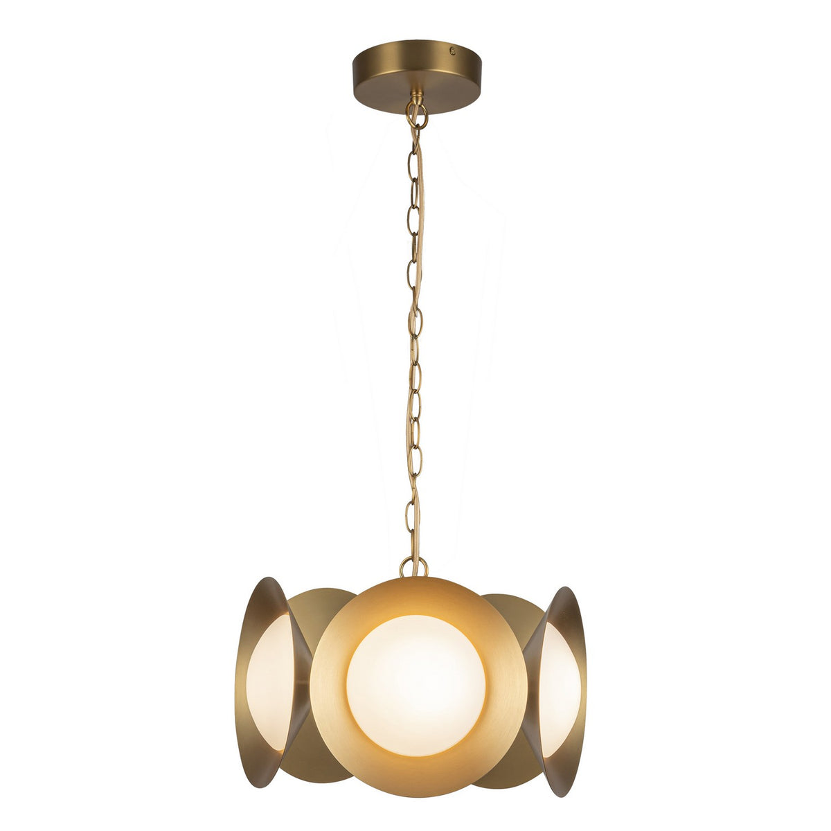 Suspension Cleo Or brossé/Verre opale – vue 2