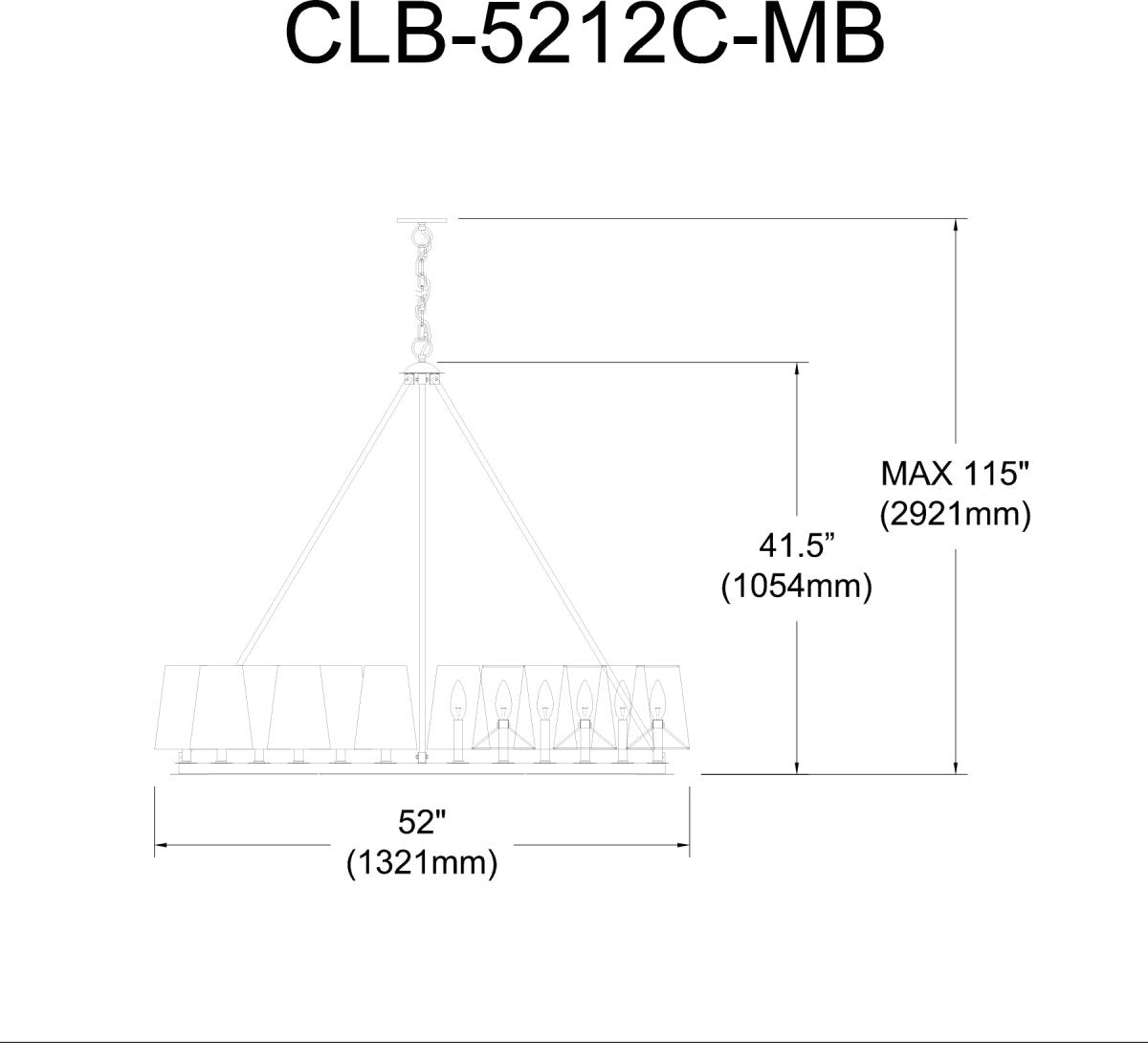 Chandelier Colby - Noir 52" by Dainolite | Luminaires & cie