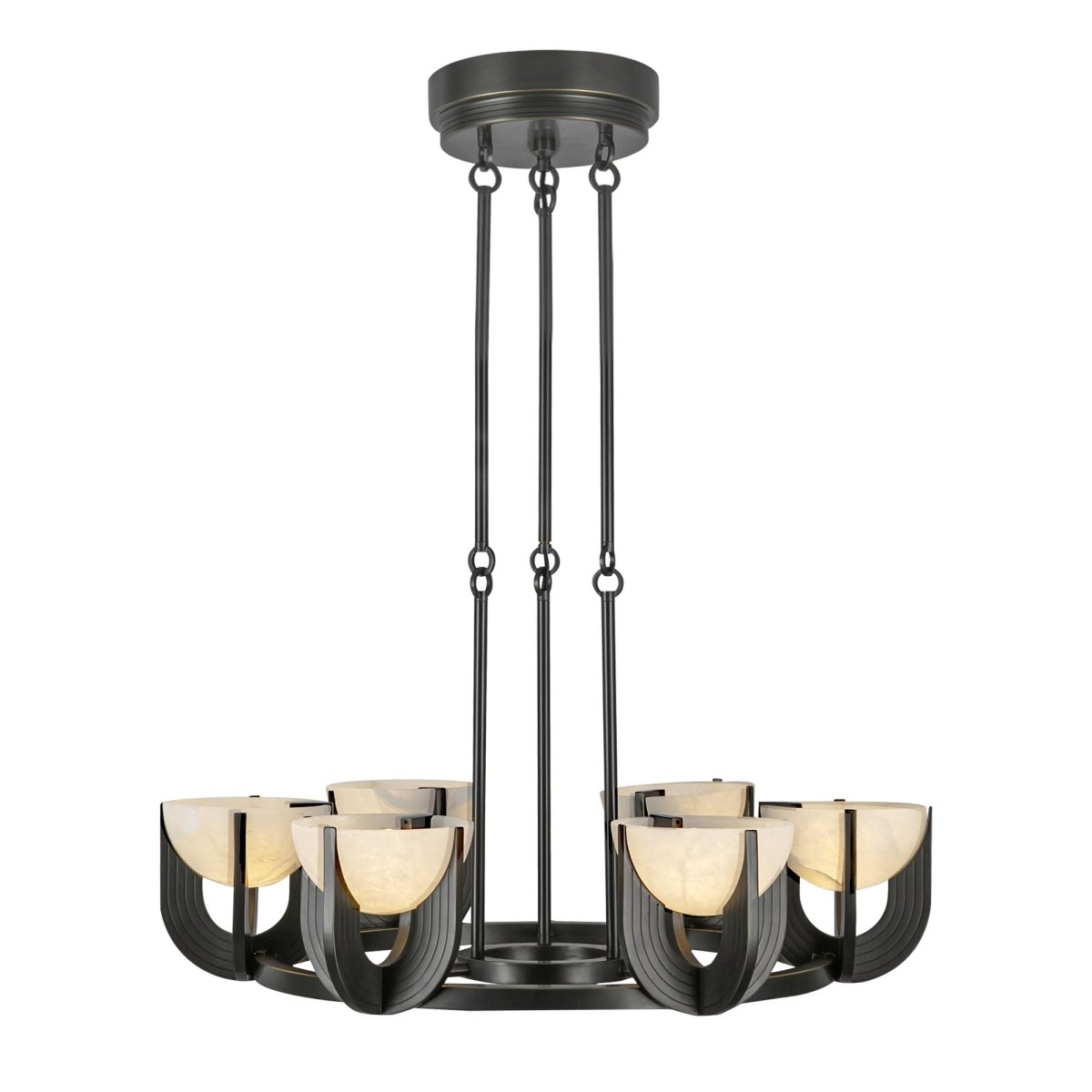 Chandelier Colette - Bronze / Albâtre urbain 27 1/4" by Alora Lighting | Luminaires & cie