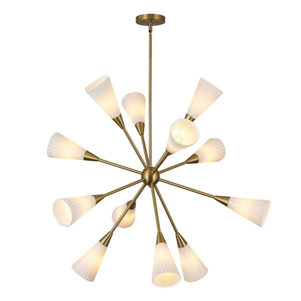 Chandelier Cosmo - Gold Gold / Verre d'opale côtelée en or brossé by Alora Lighting | Luminaires & cie