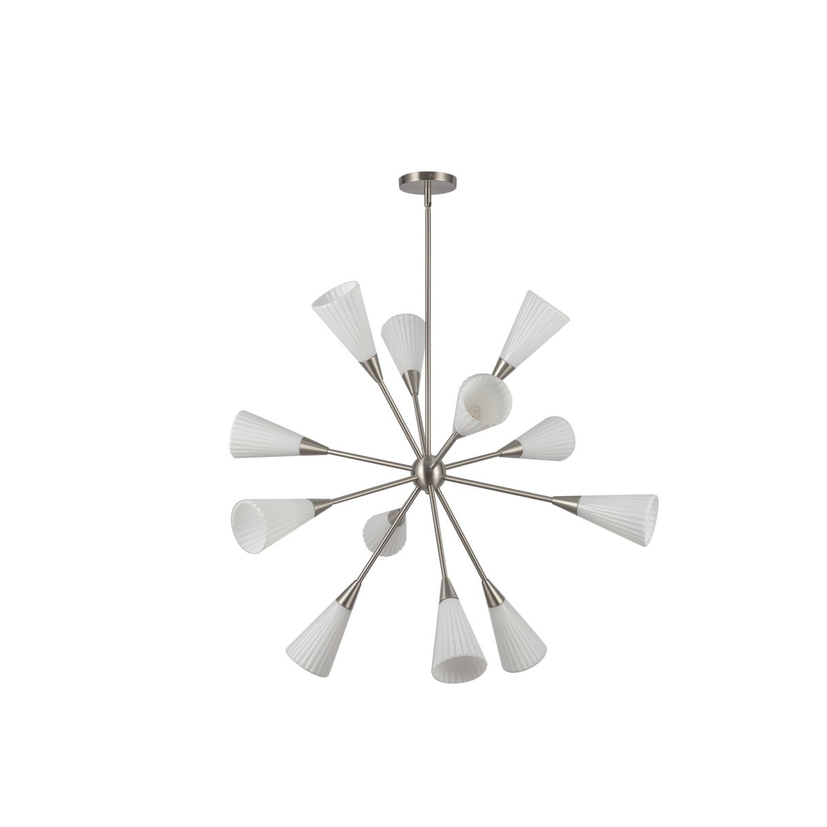 Chandelier Cosmo - Nickel brossé / verre opal côtelé brillant by Alora Lighting | Luminaires & cie