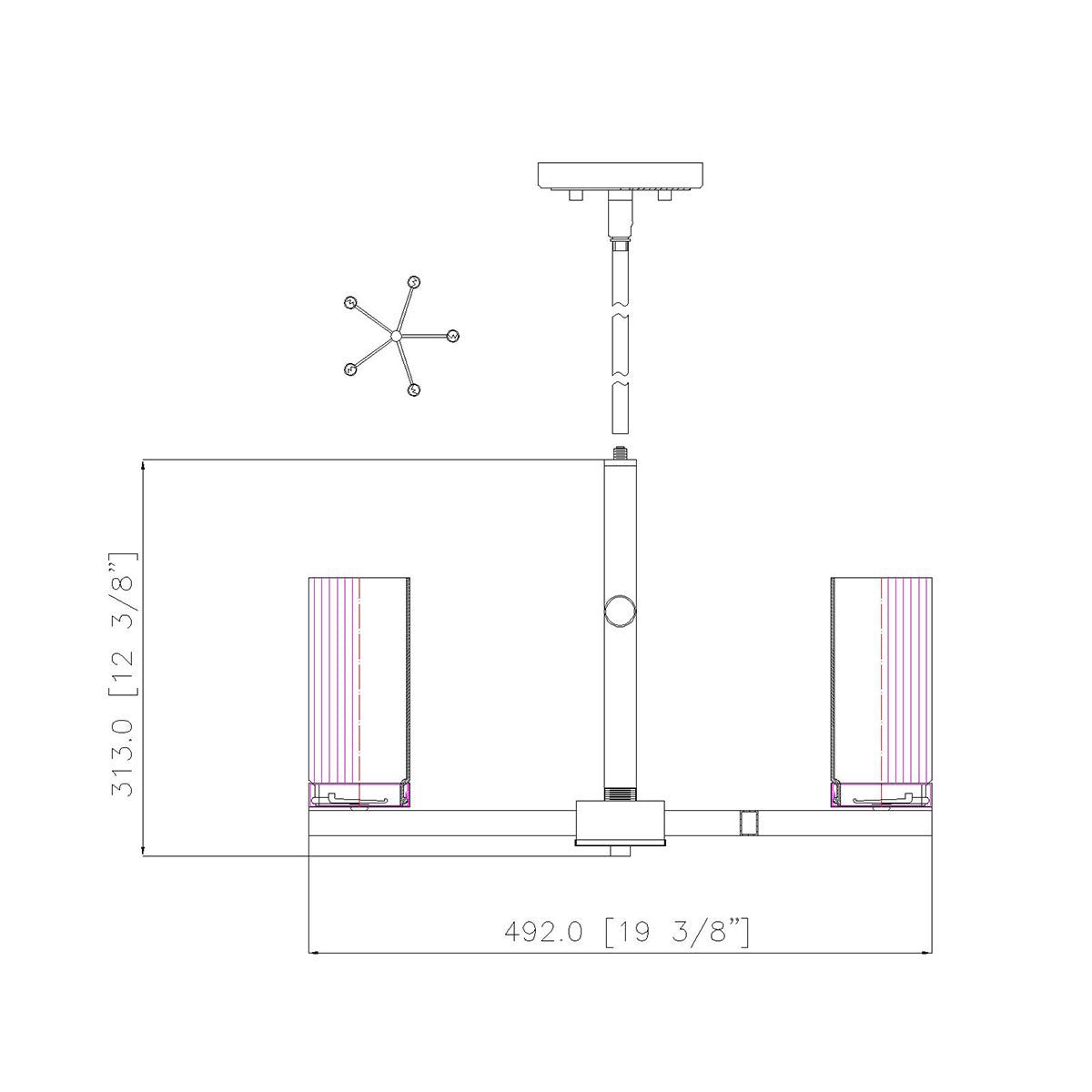 Chandelier Danica - Or moderne 19 1/2" by Z - Lite | Luminaires & cie
