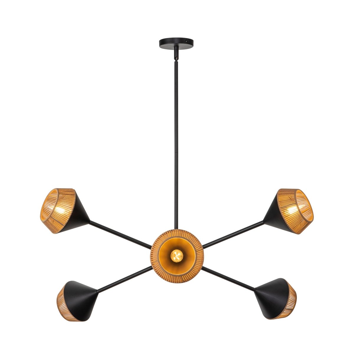Chandelier Daphne - Corde de coton noir / marron mat by Alora Lighting | Luminaires & cie