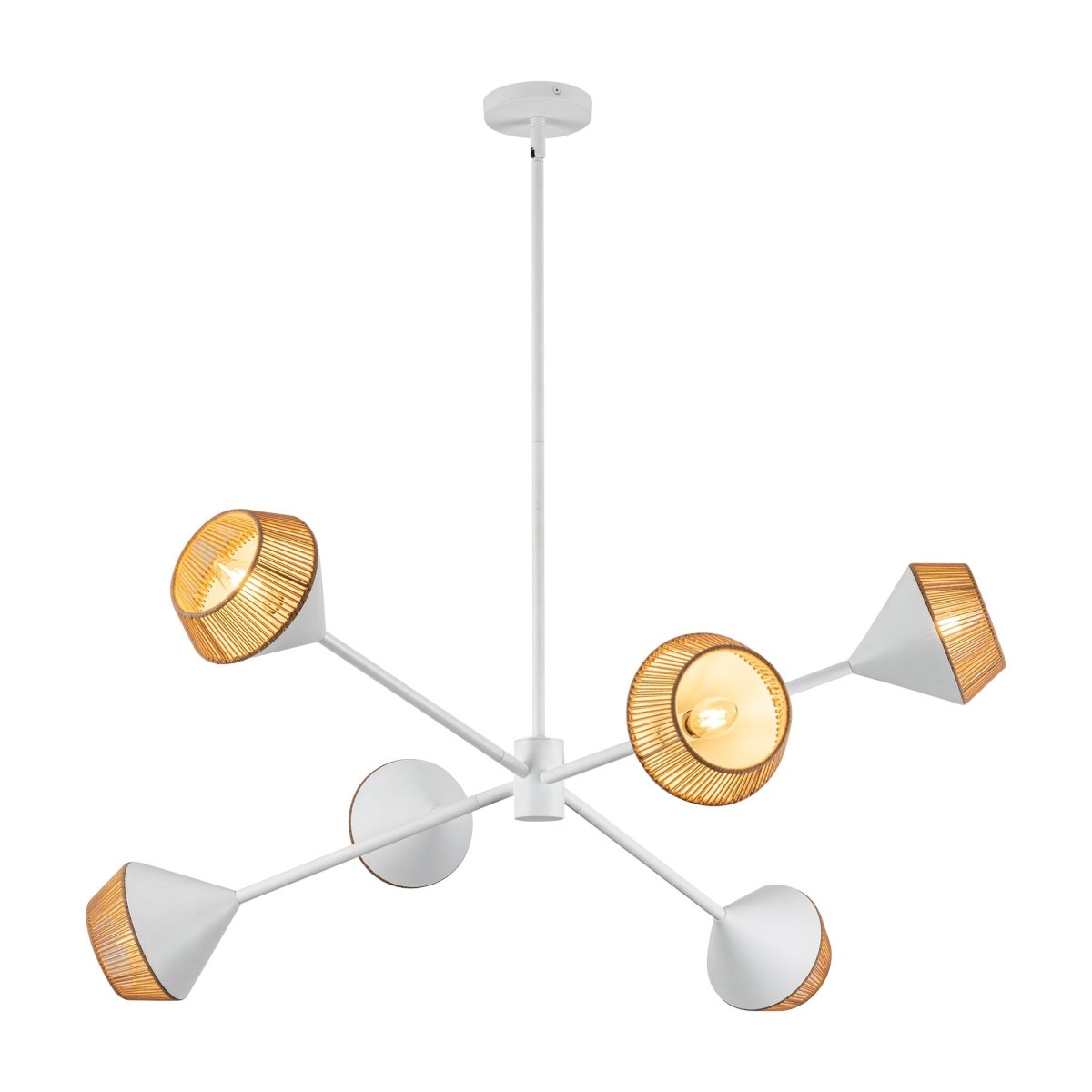 Chandelier Daphne - Corde de coton blanc / marron by Alora Lighting | Luminaires & cie