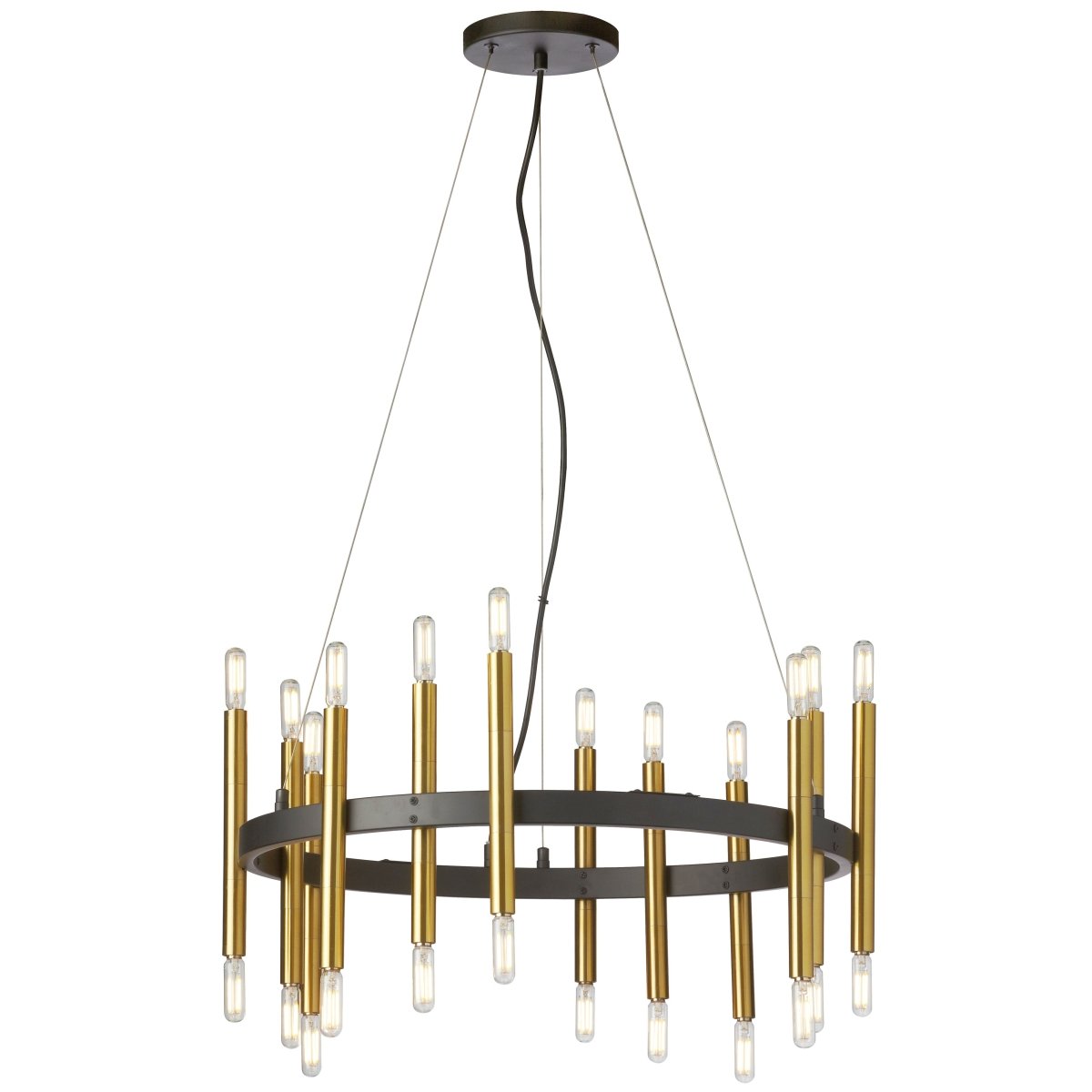 Chandelier Derry - Noir mat et Laiton vieilli by Dainolite | Luminaires & cie