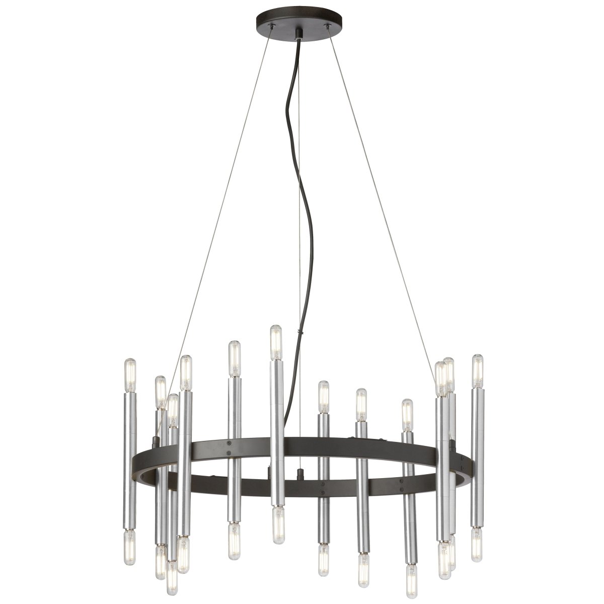 Chandelier Derry - Noir et chrome poli by Dainolite | Luminaires & cie