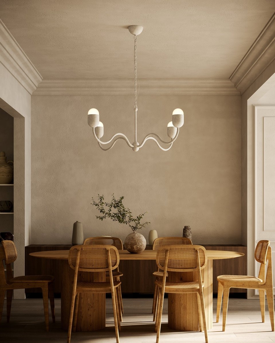 Chandelier Effie - Verre blanc / opale antique 39" by Alora Lighting | Luminaires & cie