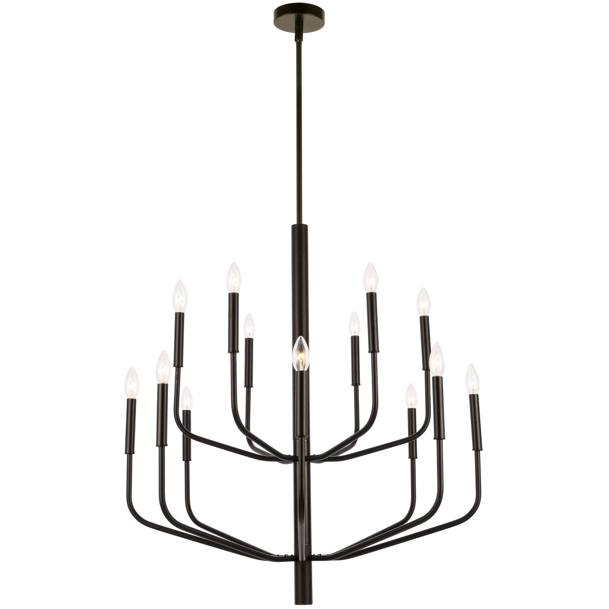 Chandelier Eleanor - Noir mat 32" 2 étages by Dainolite | Luminaires & cie