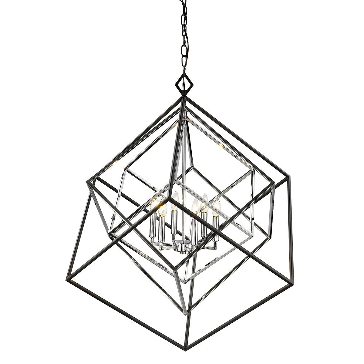 Chandelier Euclid - Chrome + Noir mat 35 1/2" by Z - Lite | Luminaires & cie