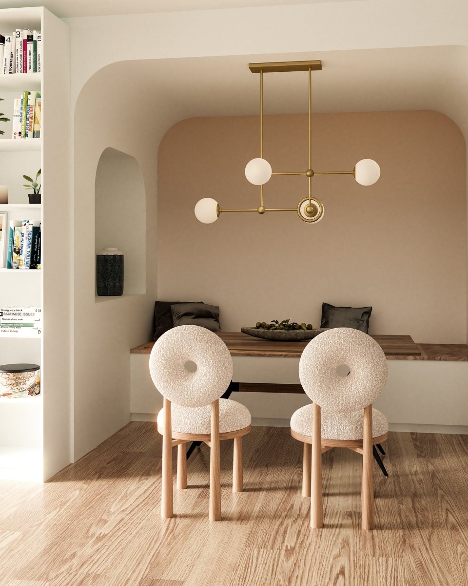 Chandelier Fiore - Verre d'opale en or / brillant brossé by Alora Lighting | Luminaires & cie