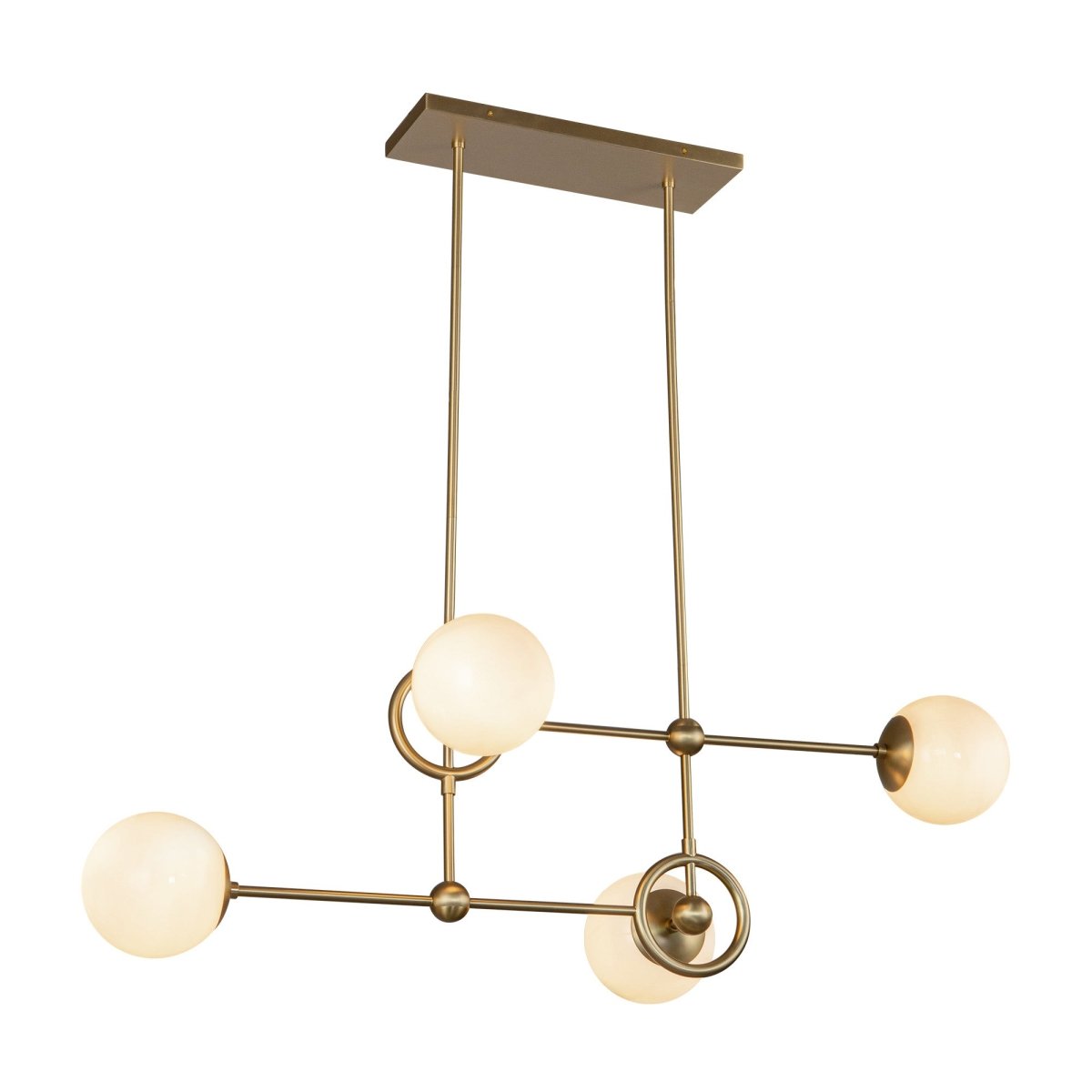 Chandelier Fiore - Verre d'opale en or / brillant brossé by Alora Lighting | Luminaires & cie