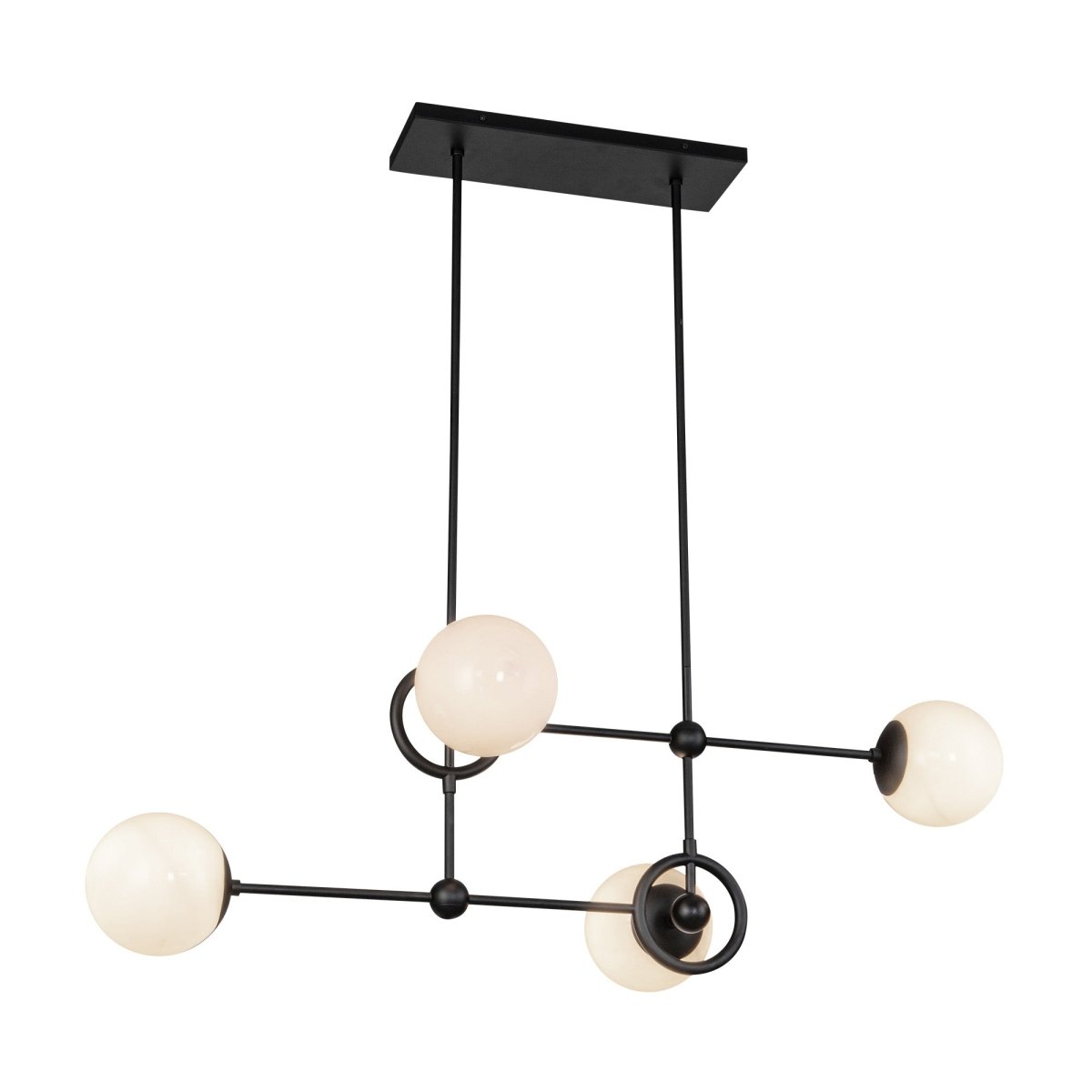 Chandelier Fiore - Verre d'opale noir / brillant mat by Alora Lighting | Luminaires & cie