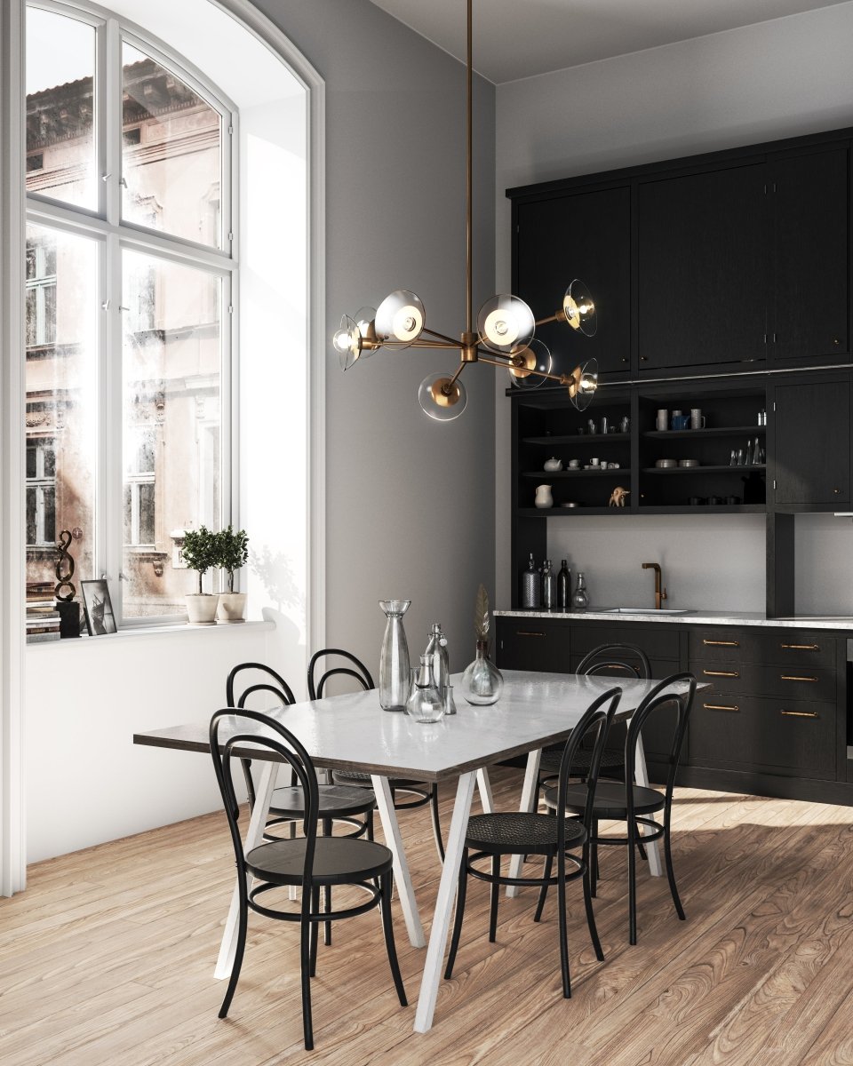 Chandelier Francesca - Verre d'or / transparent âgé by Alora Lighting | Luminaires & cie