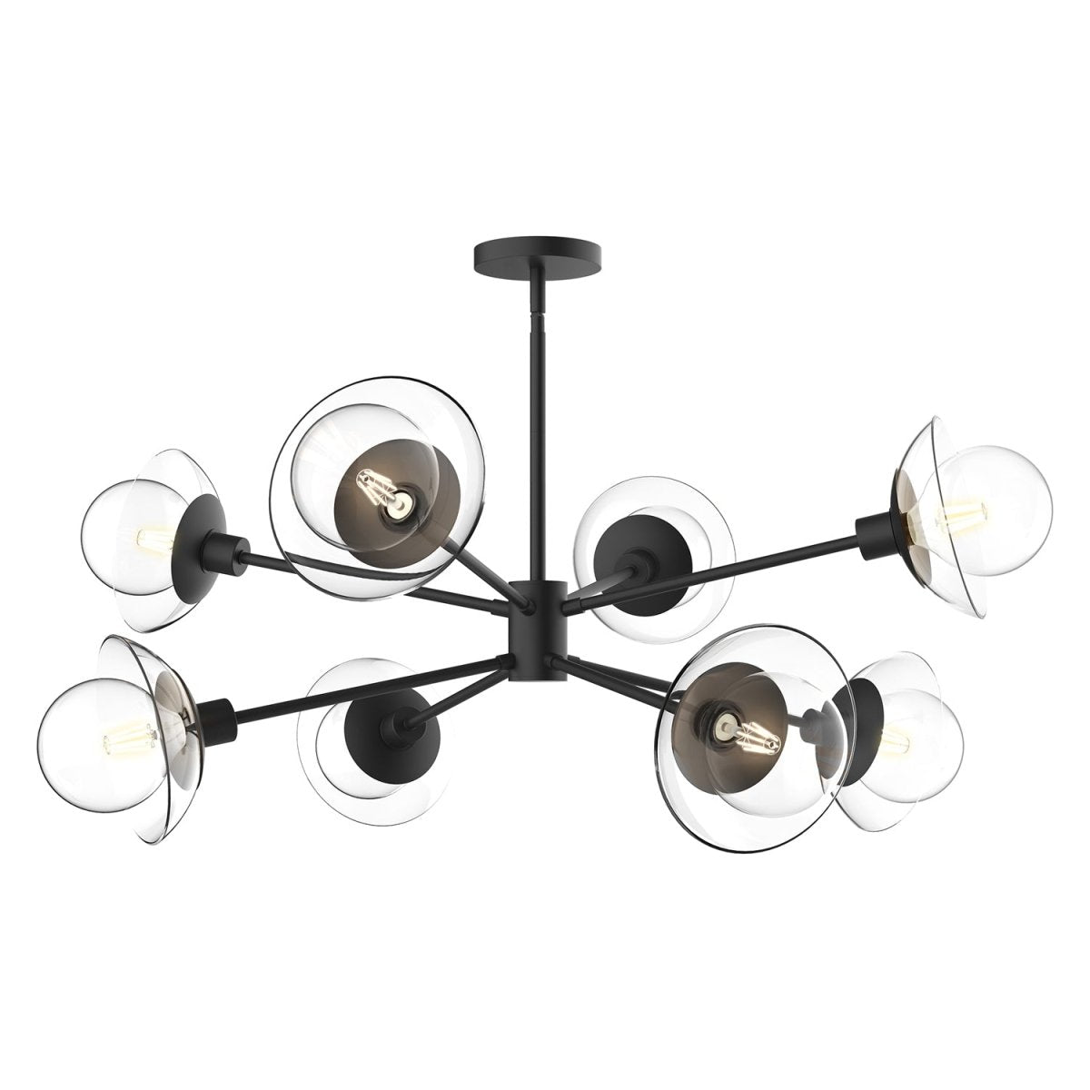 Chandelier Francesca - Verre transparent / noir mat by Alora Lighting | Luminaires & cie