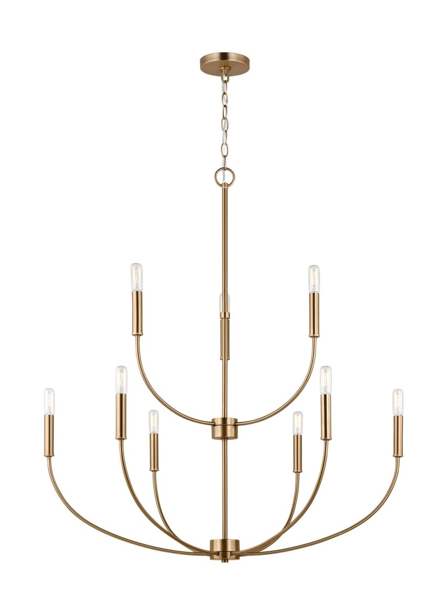 Chandelier Greenwich - Laiton satiné 32" Ampoules DEL incluses by Visual Comfort Studio | Luminaires & cie