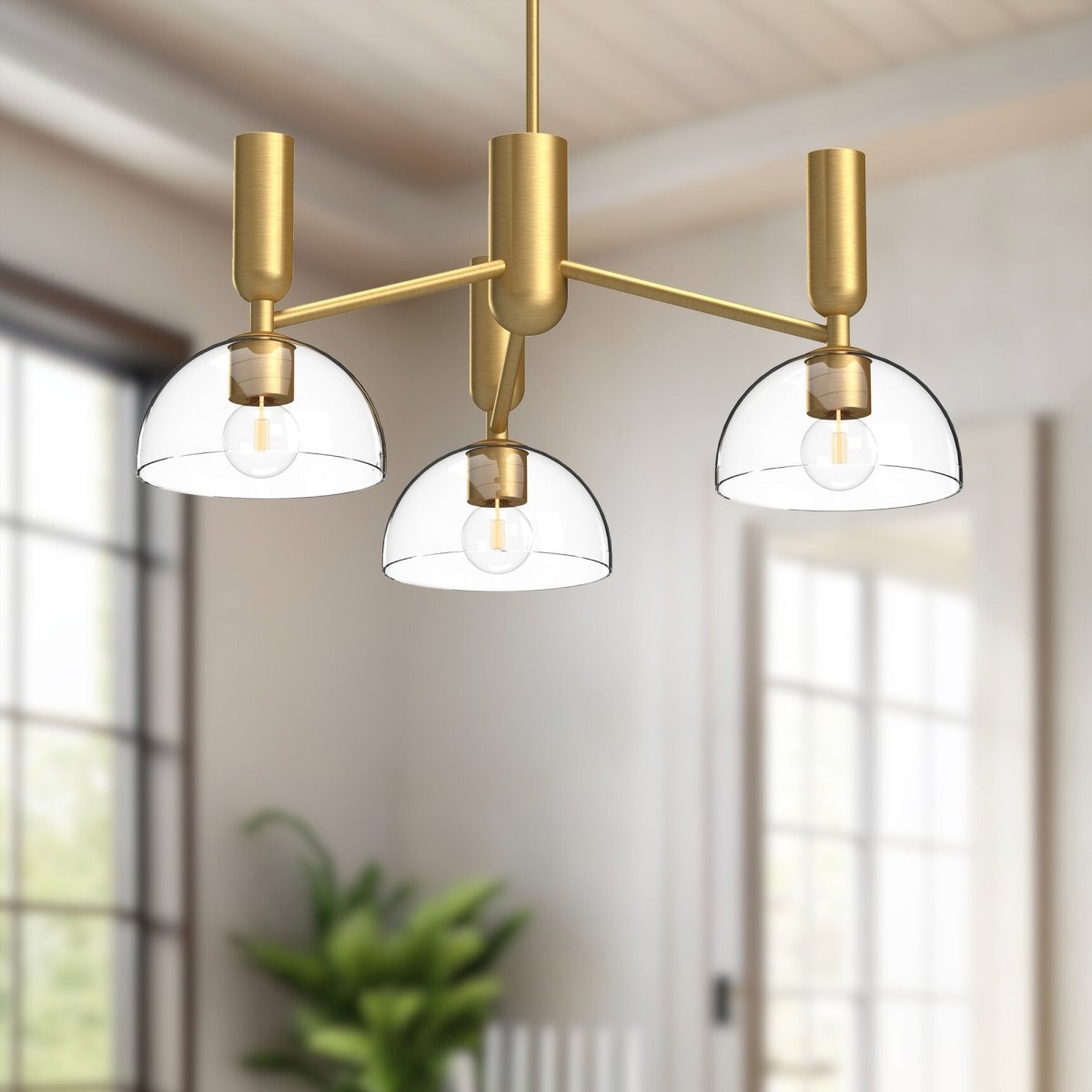 Chandelier Jude - Gold / verre clair brossé by Alora Lighting | Luminaires & cie