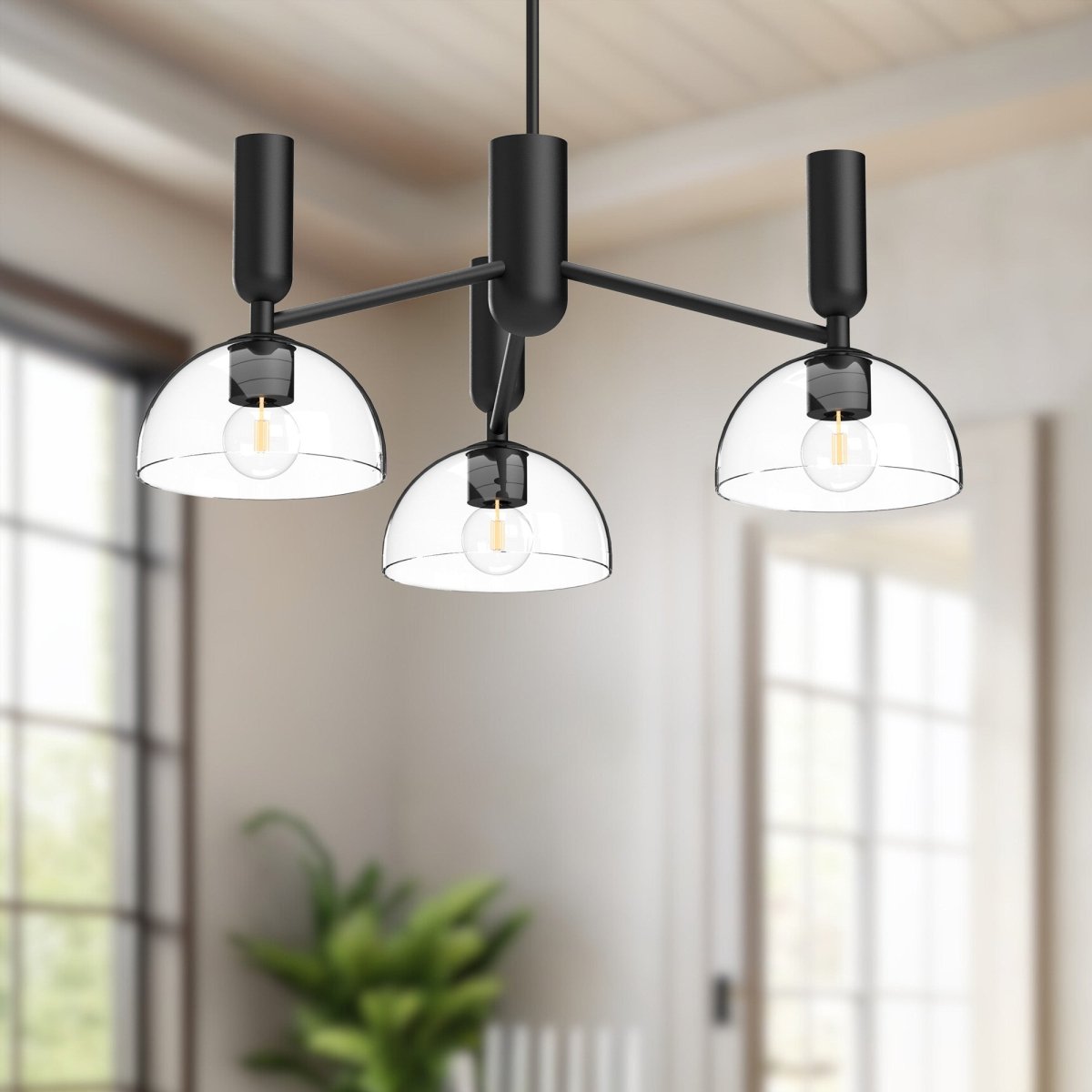 Chandelier Jude - Verre transparent / noir mat by Alora Lighting | Luminaires & cie