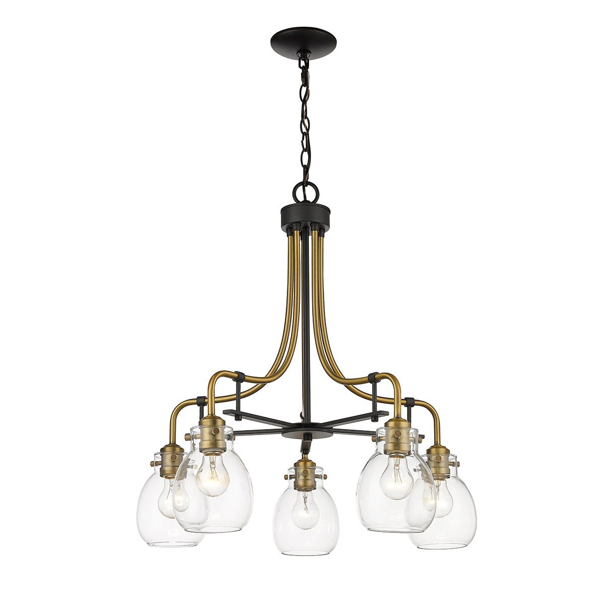 Chandelier Kraken - Noir mat + Laiton vieilli by Z - Lite | Luminaires & cie
