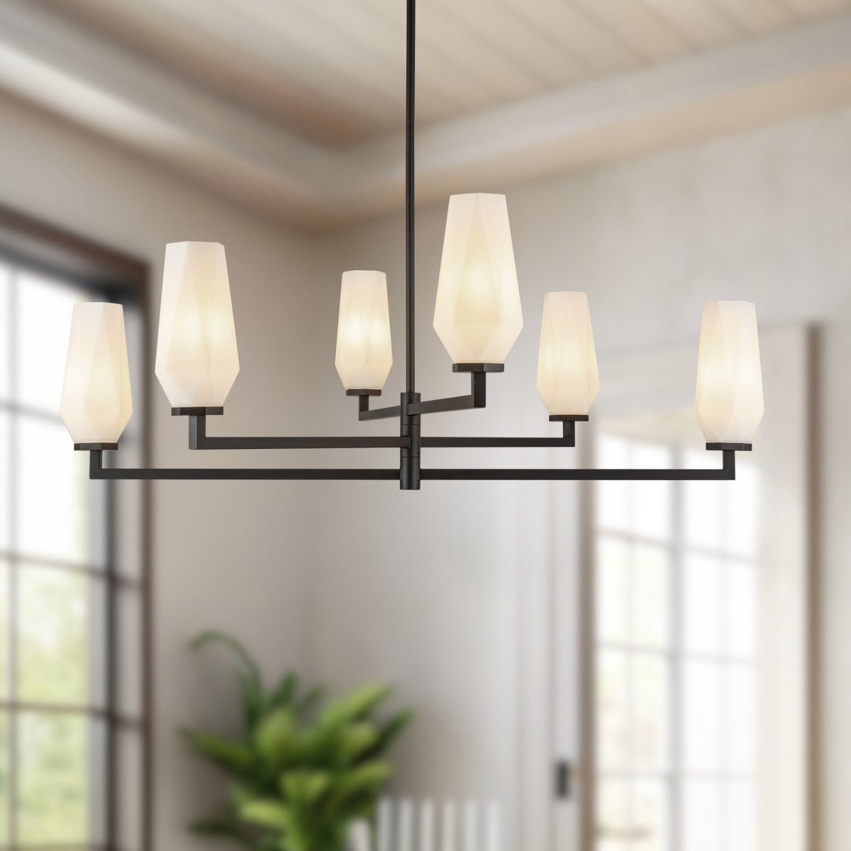 Chandelier Krysta - Verre noir / opale mat by Alora Lighting | Luminaires & cie