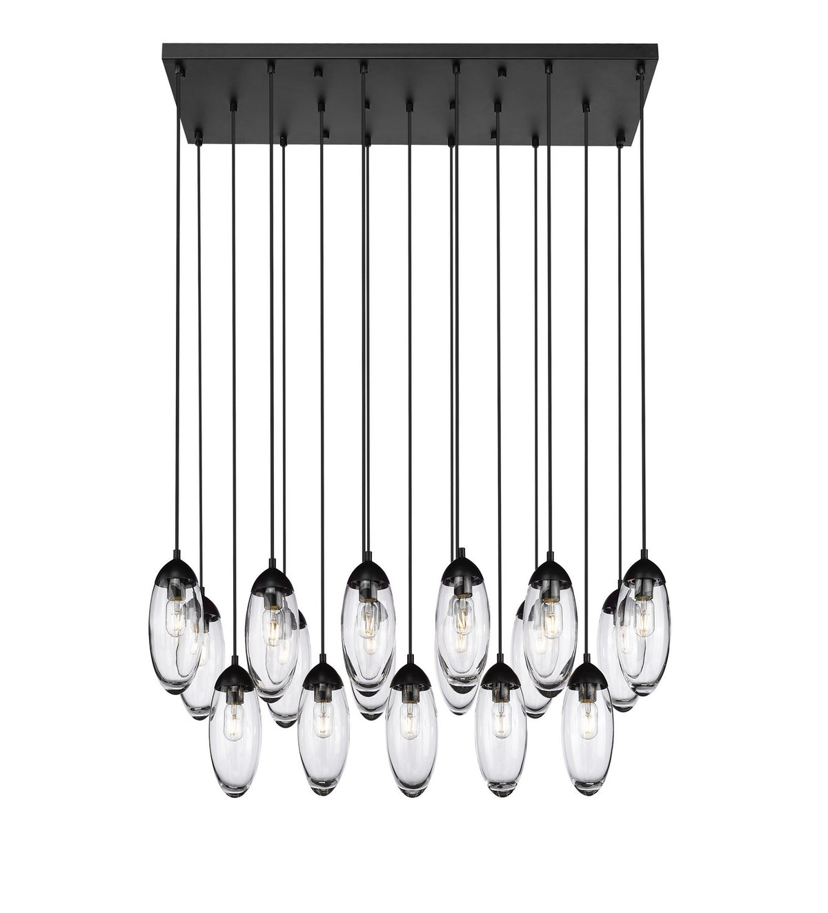 Suspension linéaire multiple Arden Noir mat, nombre ampoules 17 – Z-Lite