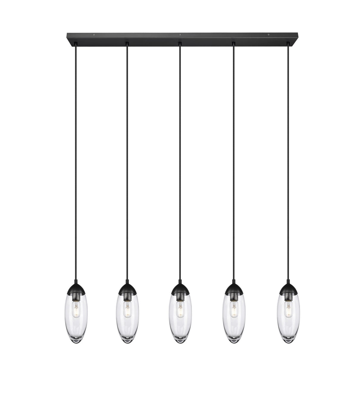 Suspension linéaire multiple Arden Noir mat, nombre ampoules 5 – Z-Lite