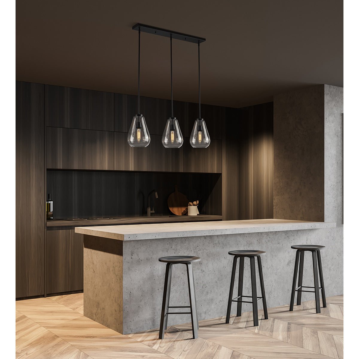 Chandelier linéaire Ayra - Noir mat by Z - Lite | Luminaires & cie