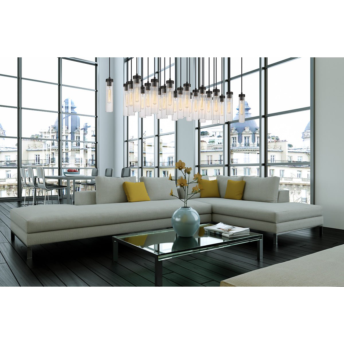 Chandelier linéaire Beau - Noir mat 54" 18" by Z - Lite | Luminaires & cie