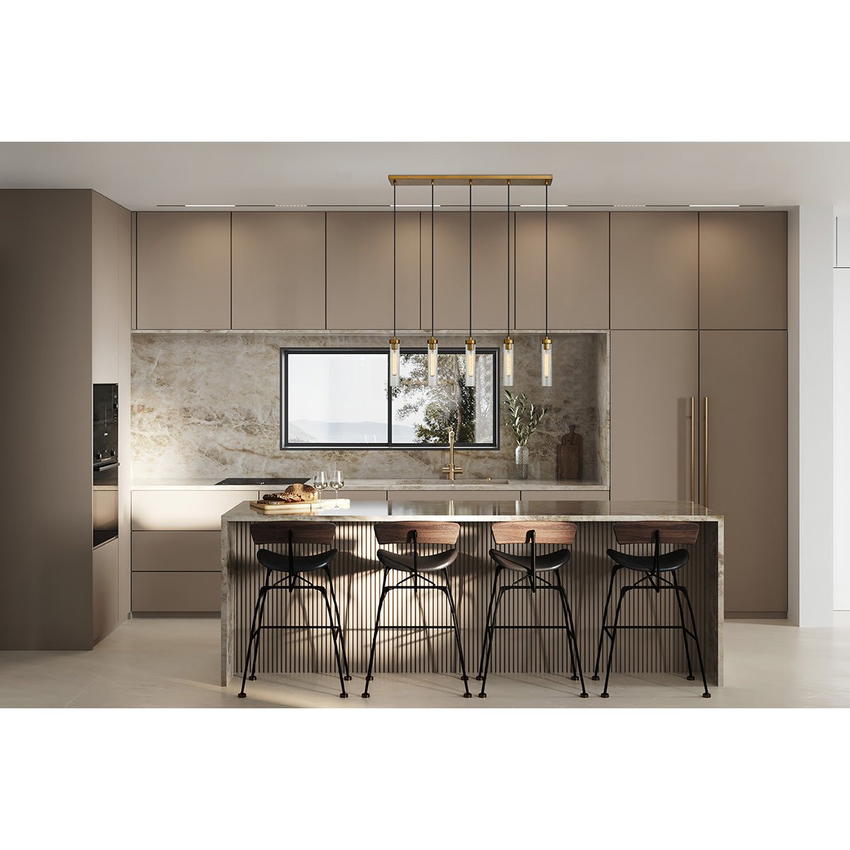 Chandelier linéaire Beau - Laiton frotté 42" 4 3/4" by Z - Lite | Luminaires & cie