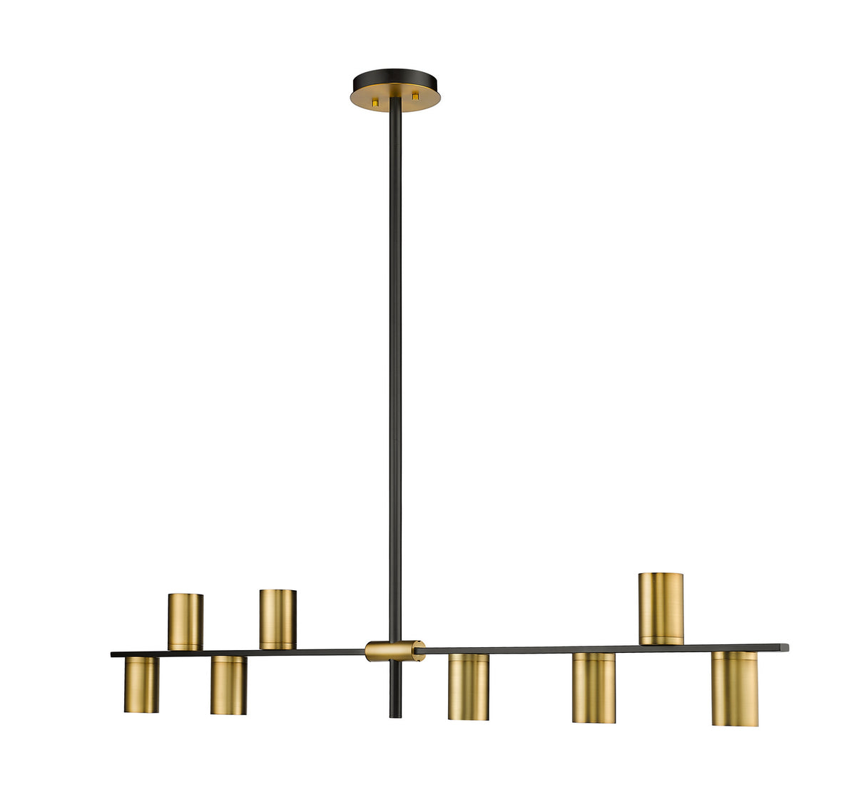 Suspension linéaire Calumet Noir mat + Laiton vieilli, nombre ampoules 8 – Z-Lite