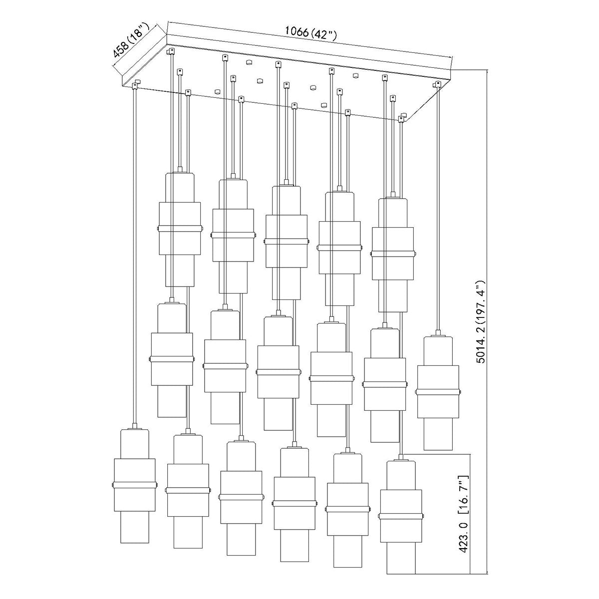 Chandelier linéaire Cayden - Nickel brossé 42" 18" by Z - Lite | Luminaires & cie