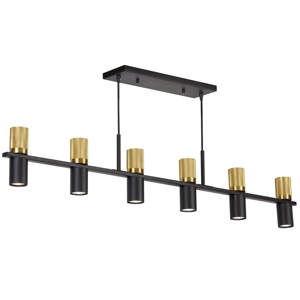 Chandelier linéaire Cerelia - Noir mat et Laiton vieilli by Dainolite | Luminaires & cie
