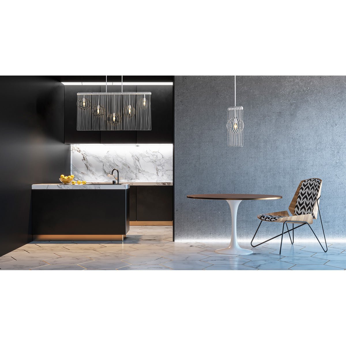Chandelier linéaire Contour