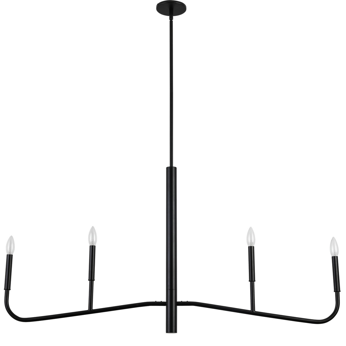 Lustre linéaire Eleanor Noir mat, 48", Sans abat-jour – Dainolite