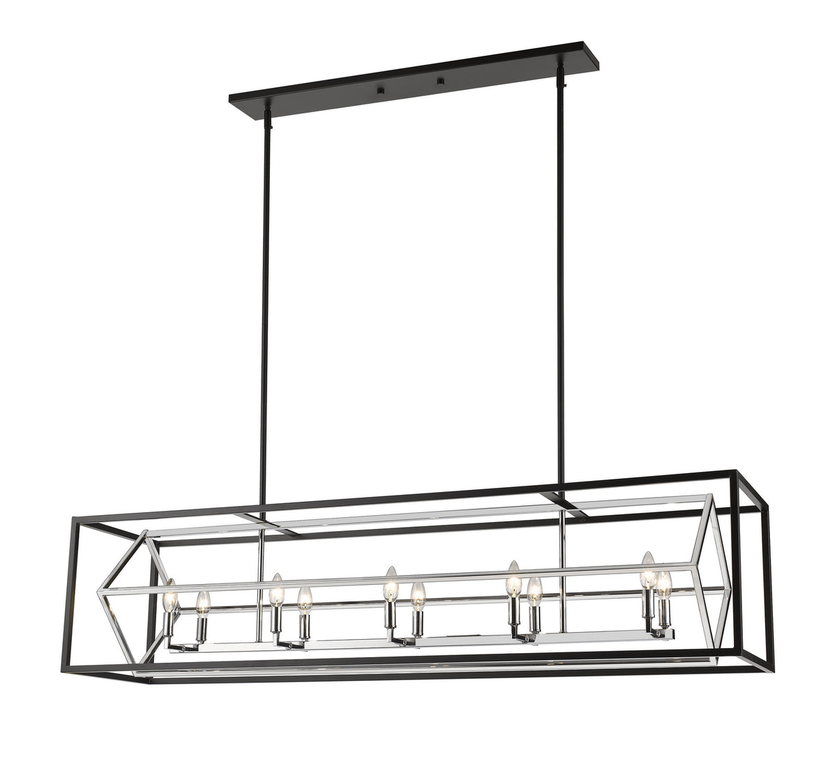 Suspension linéaire Euclid Chrome et noir mat, nombre ampoules 10 – Z-Lite