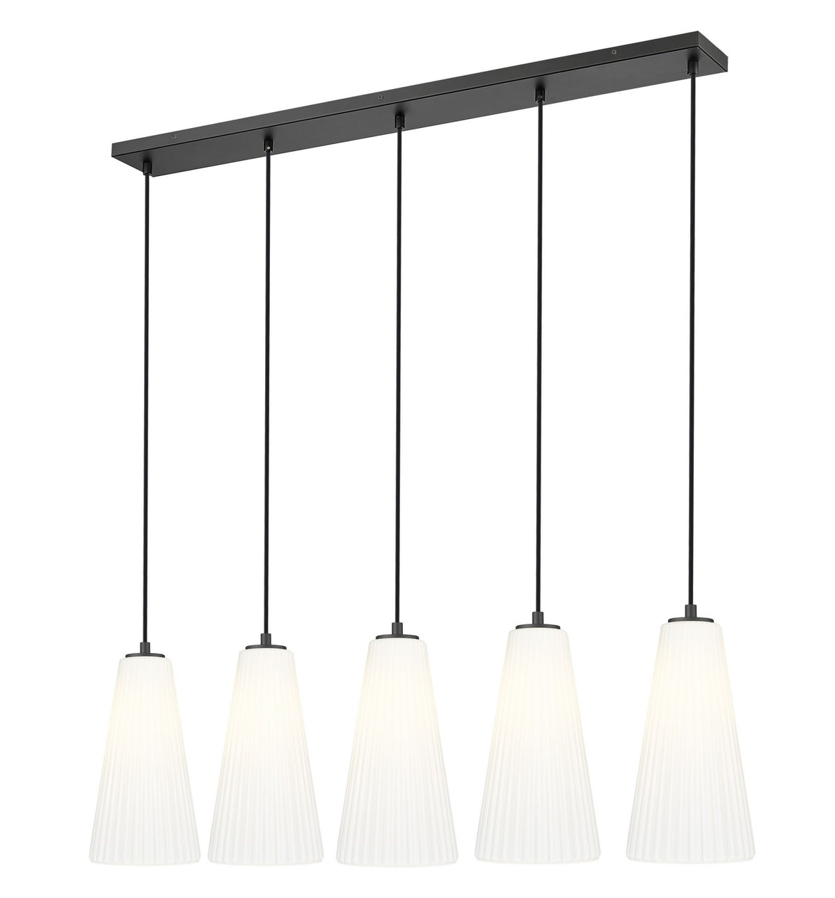 Suspension linéaire multiple Farrell Noir mat, 7 1/4", nombre ampoules 5 – Z-Lite