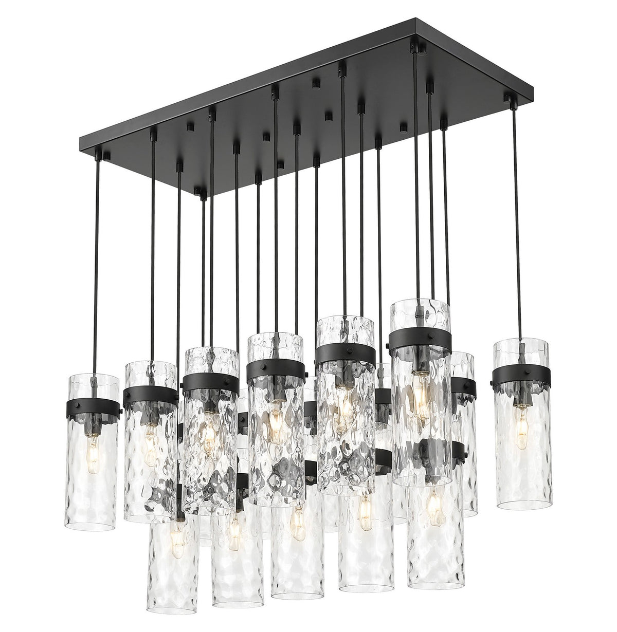 Suspension linéaire multiple Fontaine Noir mat, nombre ampoules 17 – vue 2